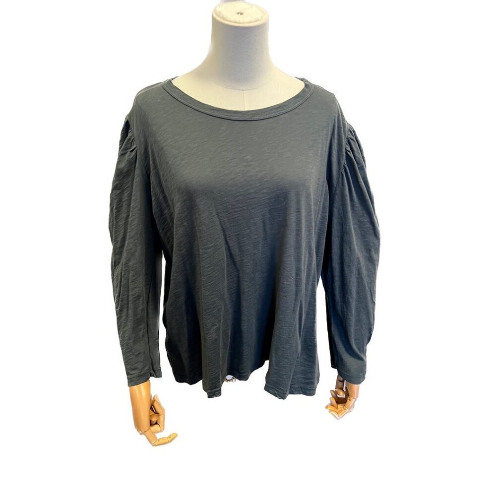 NWT velvet by graham and spencer long sleeve slub top bracken plus 1X green grey